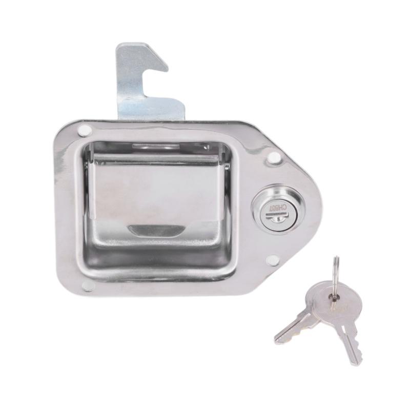 Tool Box Handle Latch With 2 Keys 304 Stainless Steel Silver Paddle Lock For Truck RV Trailer ATV UTV