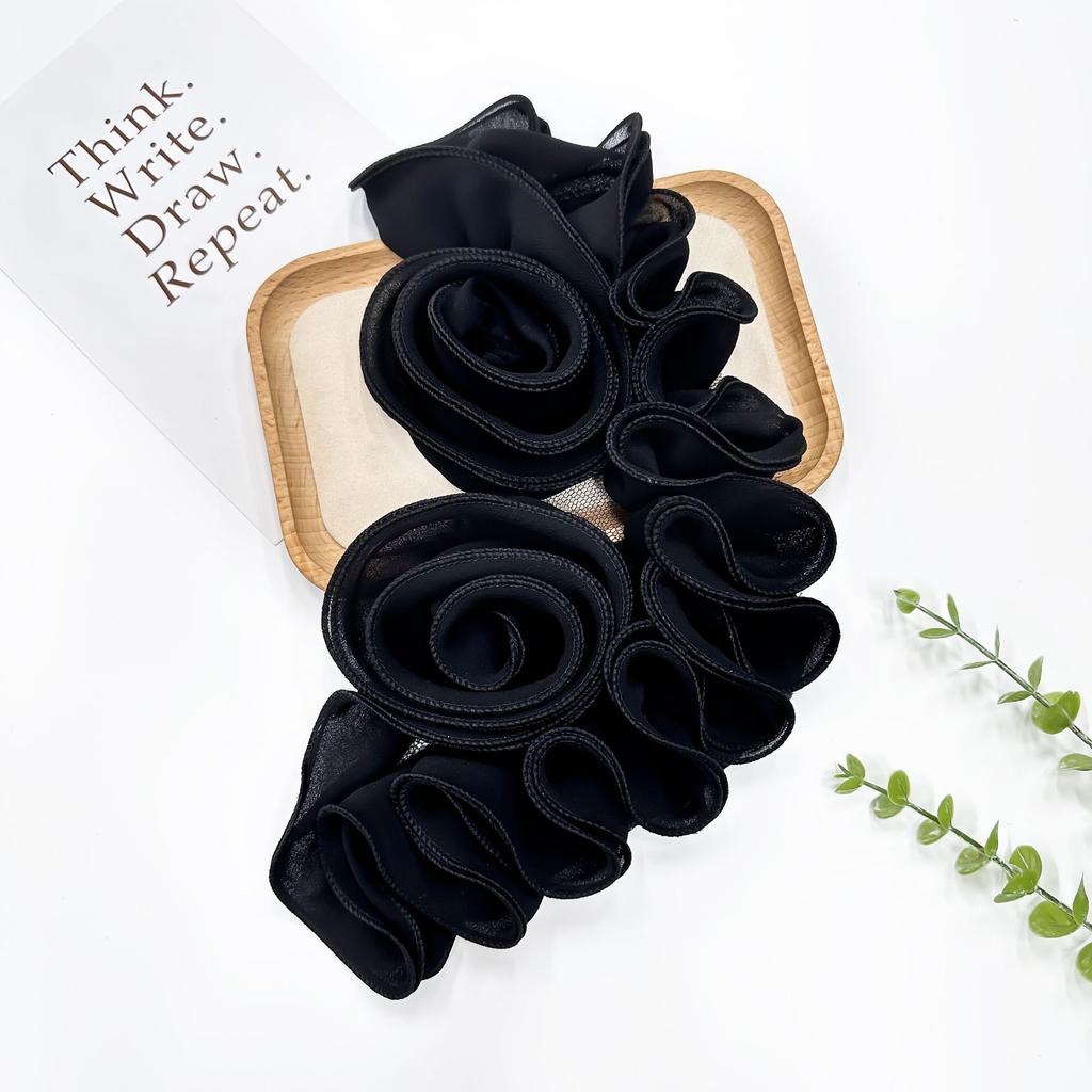 European And American Solid Color Fungus Edge Flower Applique Wedding Dress Accessories Three-Dimensional Rose Clothing Accessories Cloth Sticker