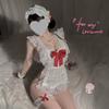 Man Want Bow Pure Want Maid Naked Back Apron Set Free Uniform Sex Underwear Small Breast Pajamas Women 9289