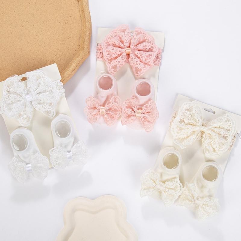 Breathable Infant Headwrap Headband with Anti Slip Silicone Socks Lovely Baby Accessories 0 To 12 Months Gift