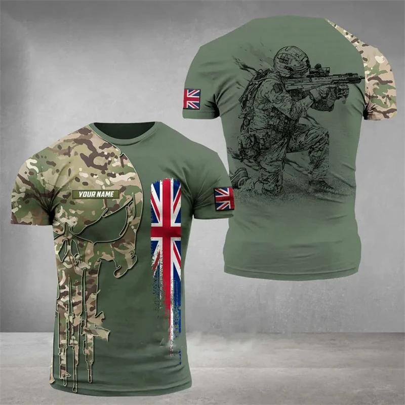 The UK Flag Camouflage T-Shirt For Men/Women 3D Print British Camo T shirt England Veteran O-Neck Top Oversized Short Sleeve Tee S