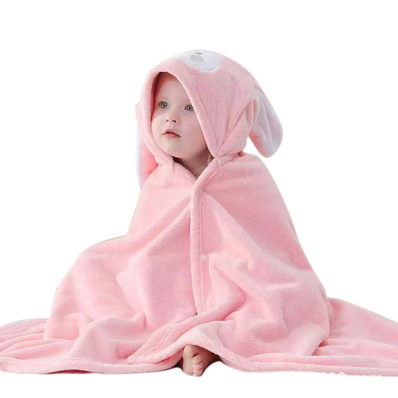 

Малышей малышей банное полотенце с капюшоном детский халат супер мягкий впитывающий банное полотенце одеяло мультфильм коралловый флис детский банный халат мальчик девочка 70x140cm розовый