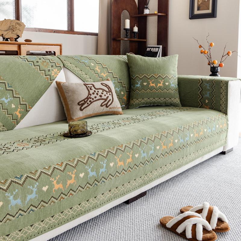 Light Luxury Chenille Jacquard Sofa Cushion Non-Slip High-End Sofa Cover Nordic Simple Thickened Seat Cushion Cover Cloth Four Seasons