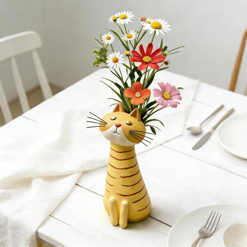 Cute cat shaped flower vase Long-Necked Cat Vase universal dried flowers vase A whimsical cat vase cat-themed decorative vase