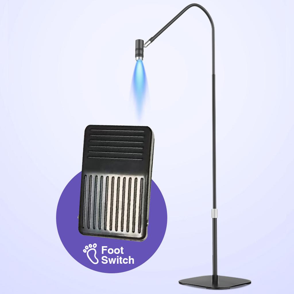 Eyelash Extension Glue Lamp 5 Brightness Adjust Height Flexible Gooseneck Lash Curing LED Light with Foot Pedal Control for Beauty Salon