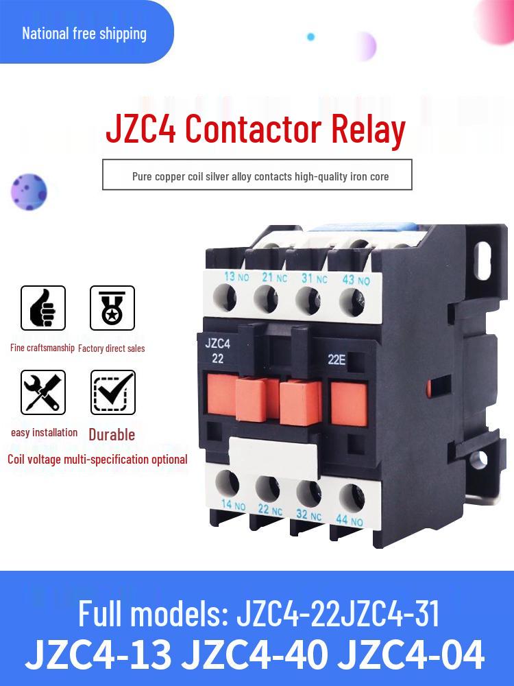 JZC4-22/31/40/04/13 Intermediate Relay, 16A, 220V AC/DC, 2 NO + 2 NC Contacts