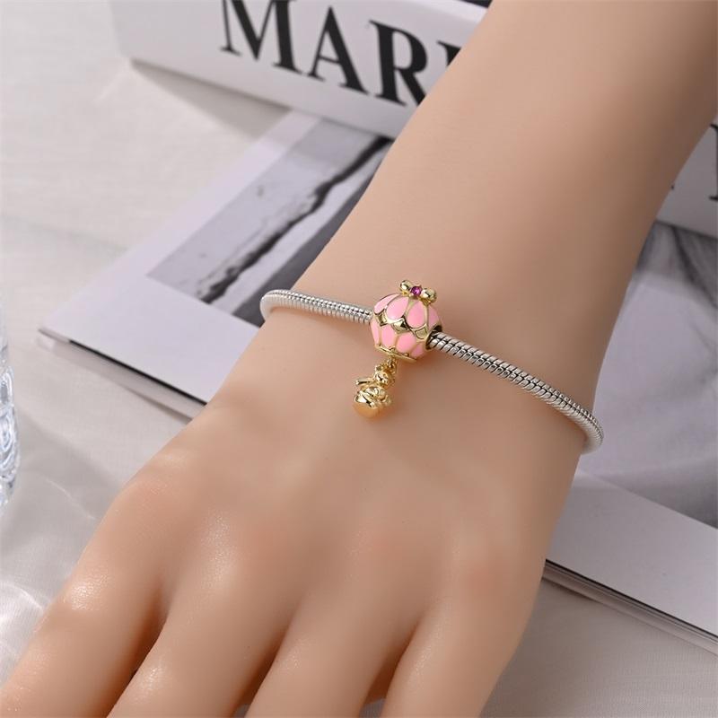 New 925 Silver Sweet Ocean Bear Air Balloon Charms Beads For Women Fit Bracelet DIY Birthday Jewelry Gift