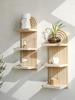 1Pc Boho 3-tier Wooden Wall Mounted Shelves - Arch Shelf Storage Organizer Display ,Natural Wood Floating Shelves for Home Decor