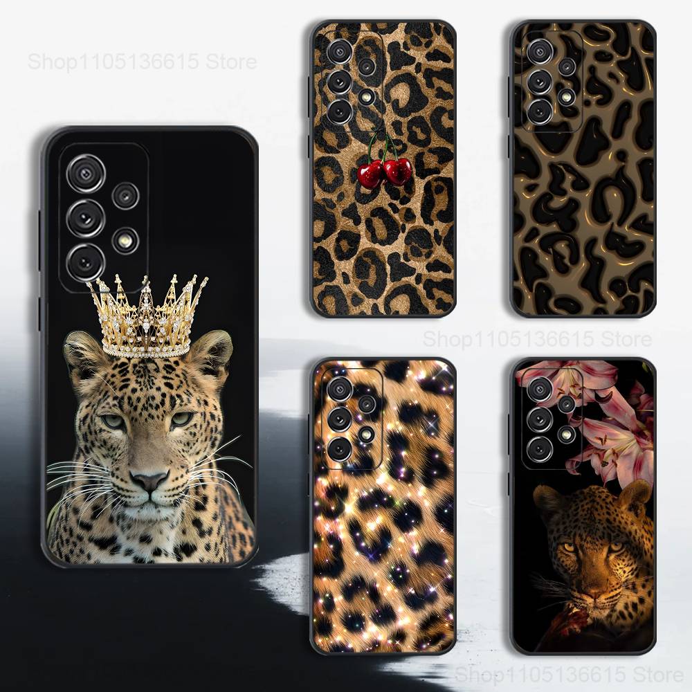 Luxury Leopard Fashion Print Case For Samsung S22,S21,S9,S25,S24,S23,Ultra,FE,S20,S10,Plus,Lite,Soft Silicone Black
