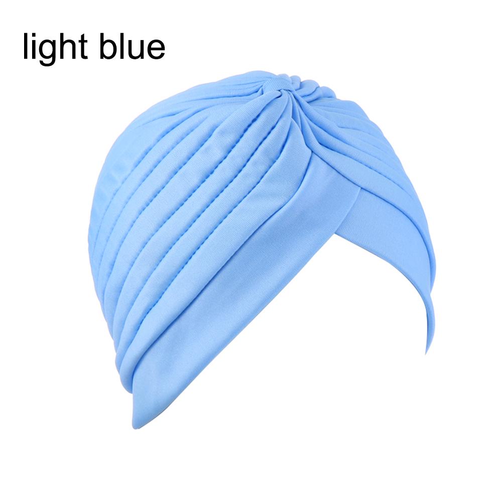 Solid Color Women Elastic Cotton Fold Turban Hat Soft Bonnet Muslim Hijab Ladies Head Wrap Warm Beanies Chemo Hat
