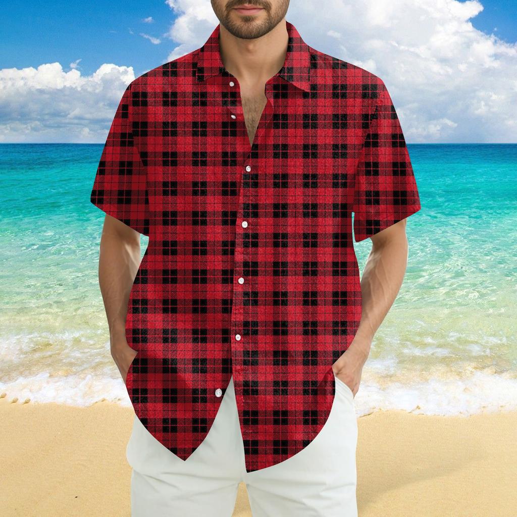 Men's Fashion Casual Loose Hawaiian Print Short-sleeved Shirt