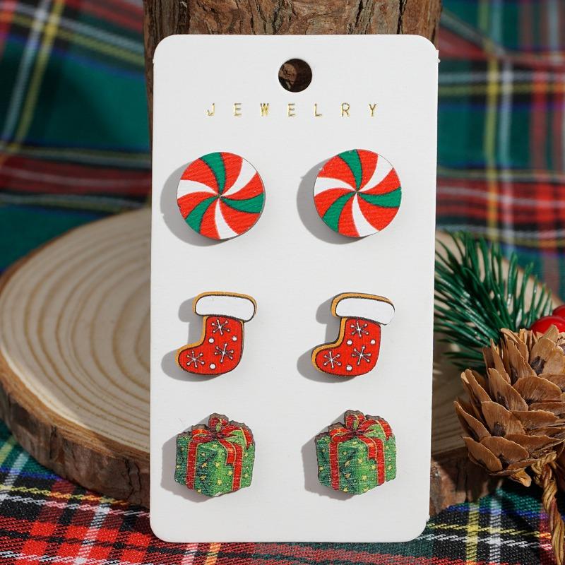 Christmas stud earrings new elk windmill old man snowman gloves earrings set combination earrings women