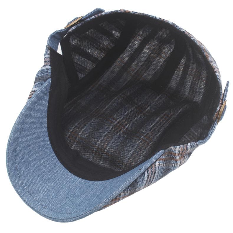 Beretă în carouri pentru bărbați, femei, primăvară, vară, șapci plate, subțiri, respirabile, umbrelă de soare, pălărie, pălării pentru pictori