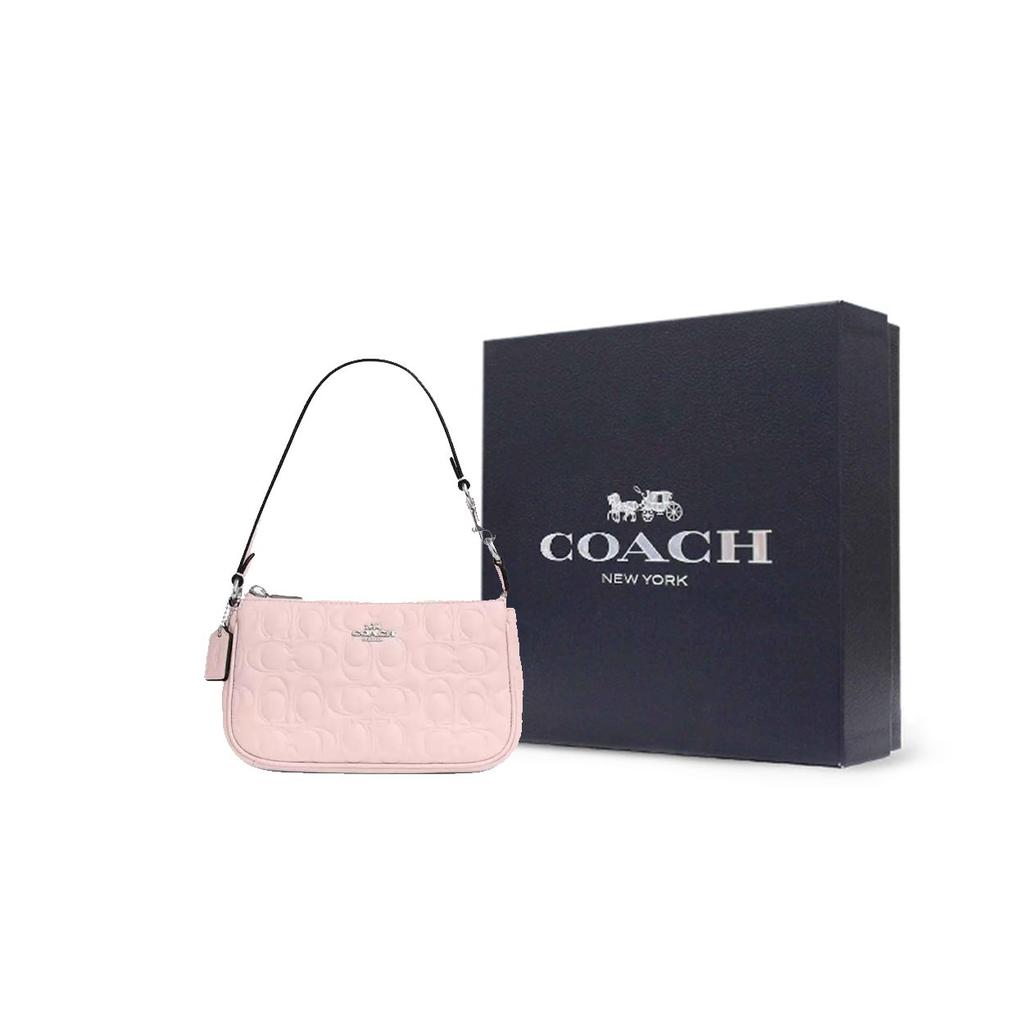 Coach Nolita 19 Classic Front Logo Zip Closure Smooth Leather Shoulder Bag Small Women Shoulder Bag Blush CZ456-SVB5