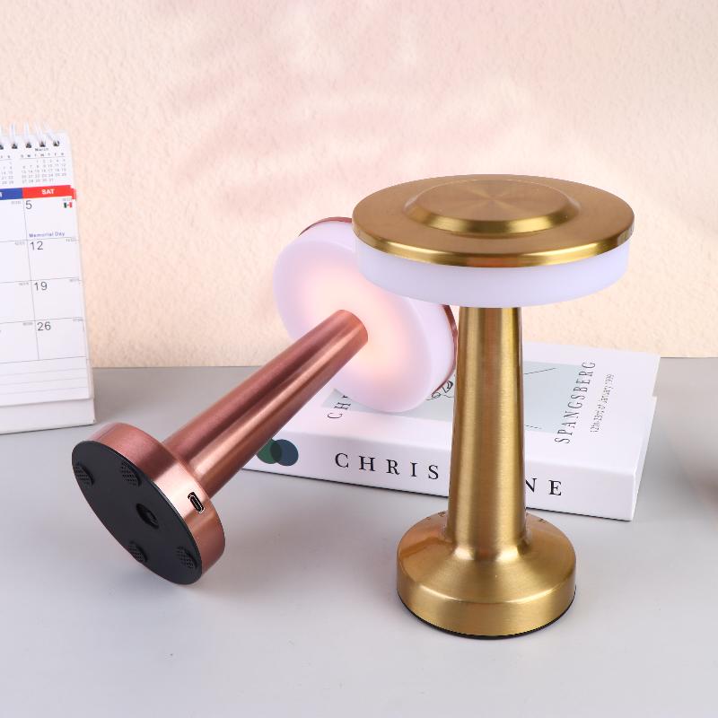1 Set Dumbbell Table Lamp LED Metal Touch Rechargeable Night Light for Bedroom Reading Home Decor