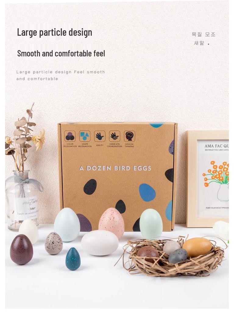 Wooden Educational Pretend Play Set: Colorful Bird, Chicken, and Duck Eggs for Kindergarten Science Learning