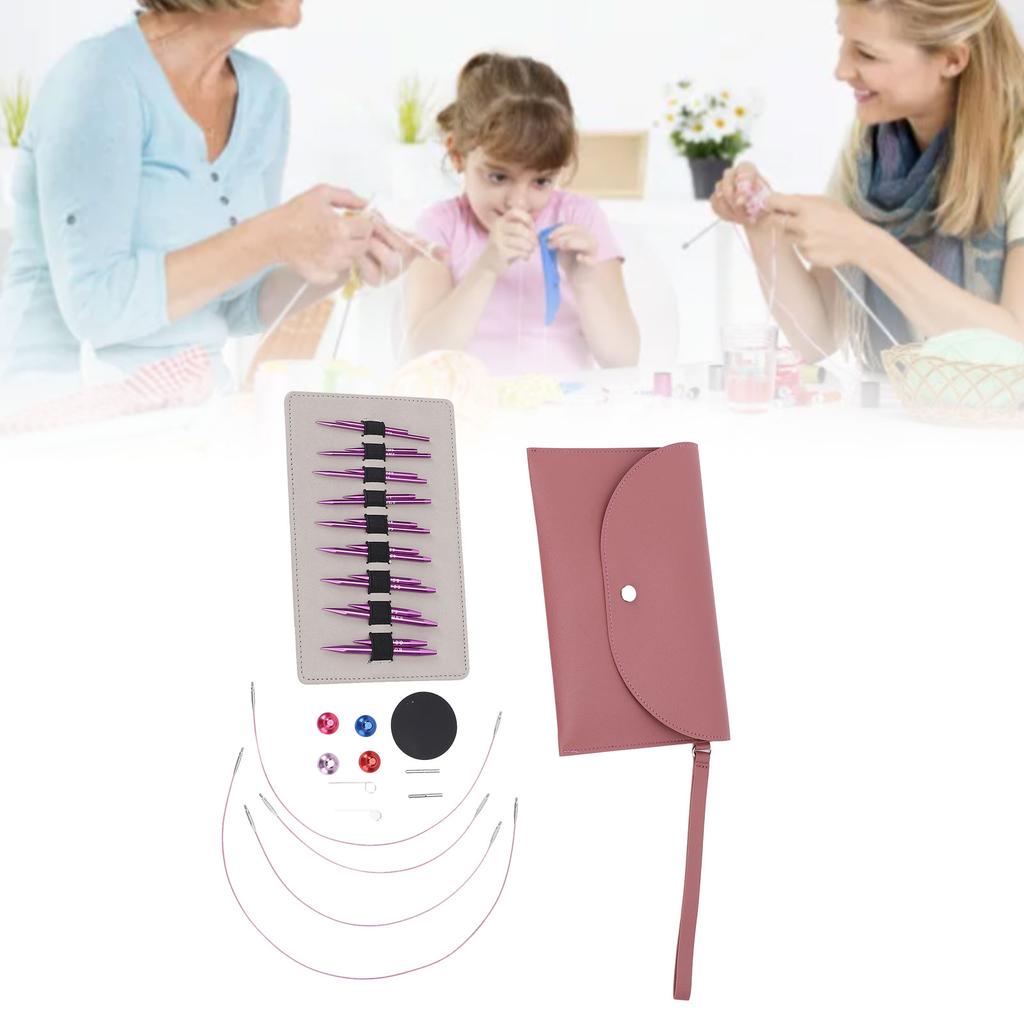 Circular Knitting Needle Set Detachable 3.0-6.0mm Purple Color Interchangeable Circular Needle Kit