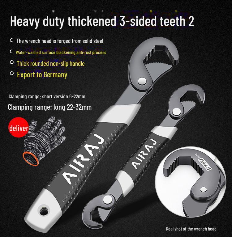 Arrizo Adjustable Multi-Purpose Wrench Set: Self-Tightening Pipe Clamp and Multi-Function Fast Pipe Wrench