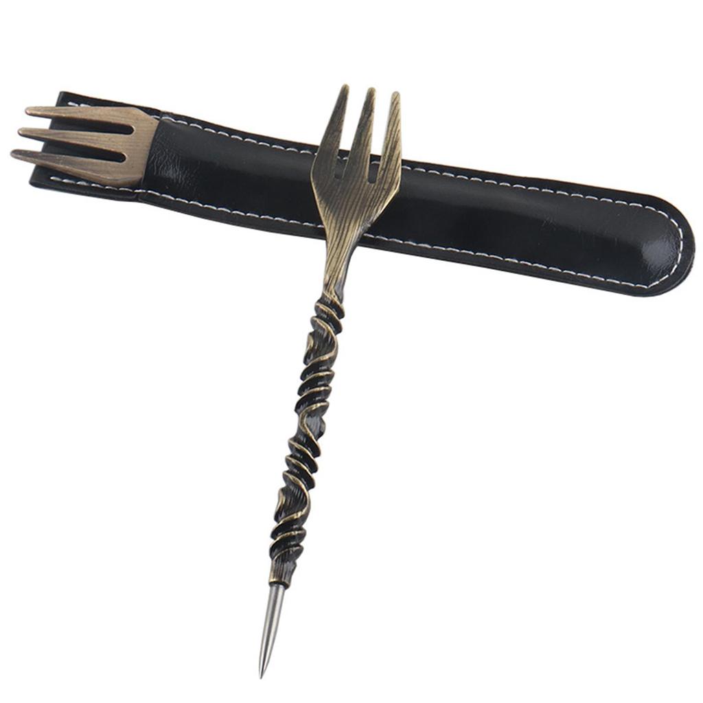 dreamhouse2019 Multipurpose Metal Fork with Protective Cover Foil Puncher Retro