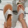 Women's 2024 Summer Bohemian Espadrille Cross Strap Flat Sandals
