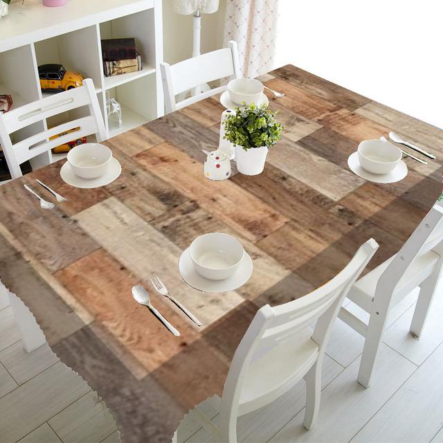 Wooden Texture Printing Rectangular Tablecloths For Table Wedding Decoration Waterproof Coffee Table Cover Anti -Stain Tablecloth