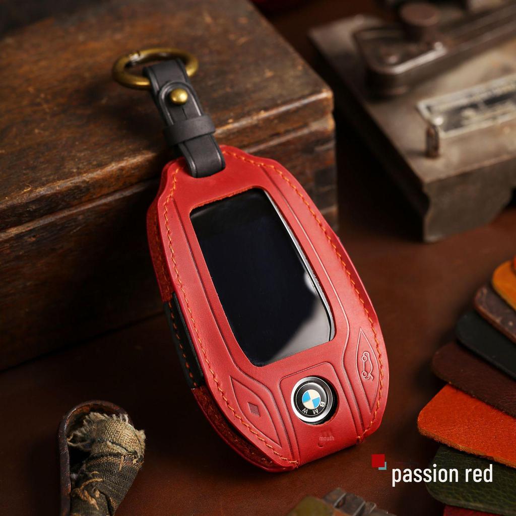 Handmade Cowhide Leather Key Cover for BMW X7, 325LI, New 7 Series, 525, and X3