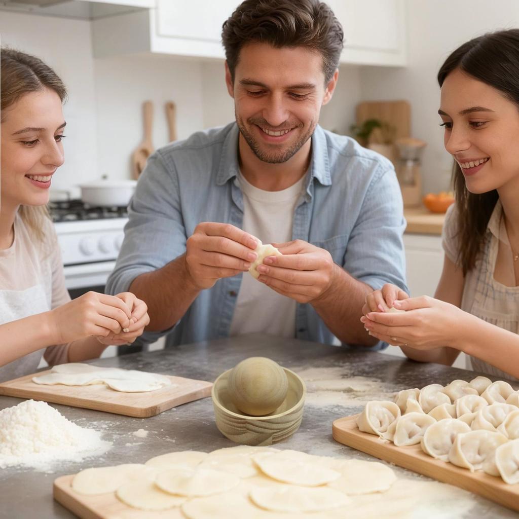 Wood Dumpling Maker Mold And Ball Manual Dough Skin Presser Hand Pie Rolling Ball For Dumpling Pie Bun Pastry Empanada Kitchen