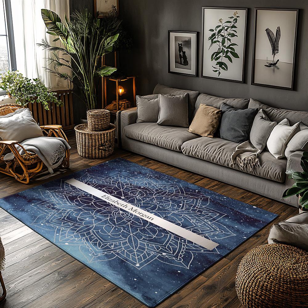 

Decorative Area Rugs Mandala Floor Mat Bohemian Home Decor Non-Slip Washable Entryway Rug Modern Living Room Carpet Meditative Z 60cm x 90cm