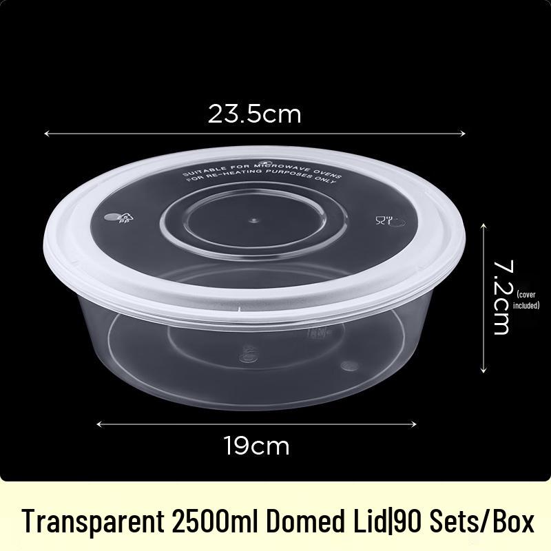 Wuhe 2500ml Disposable Round Meal Containers (90 Sets)