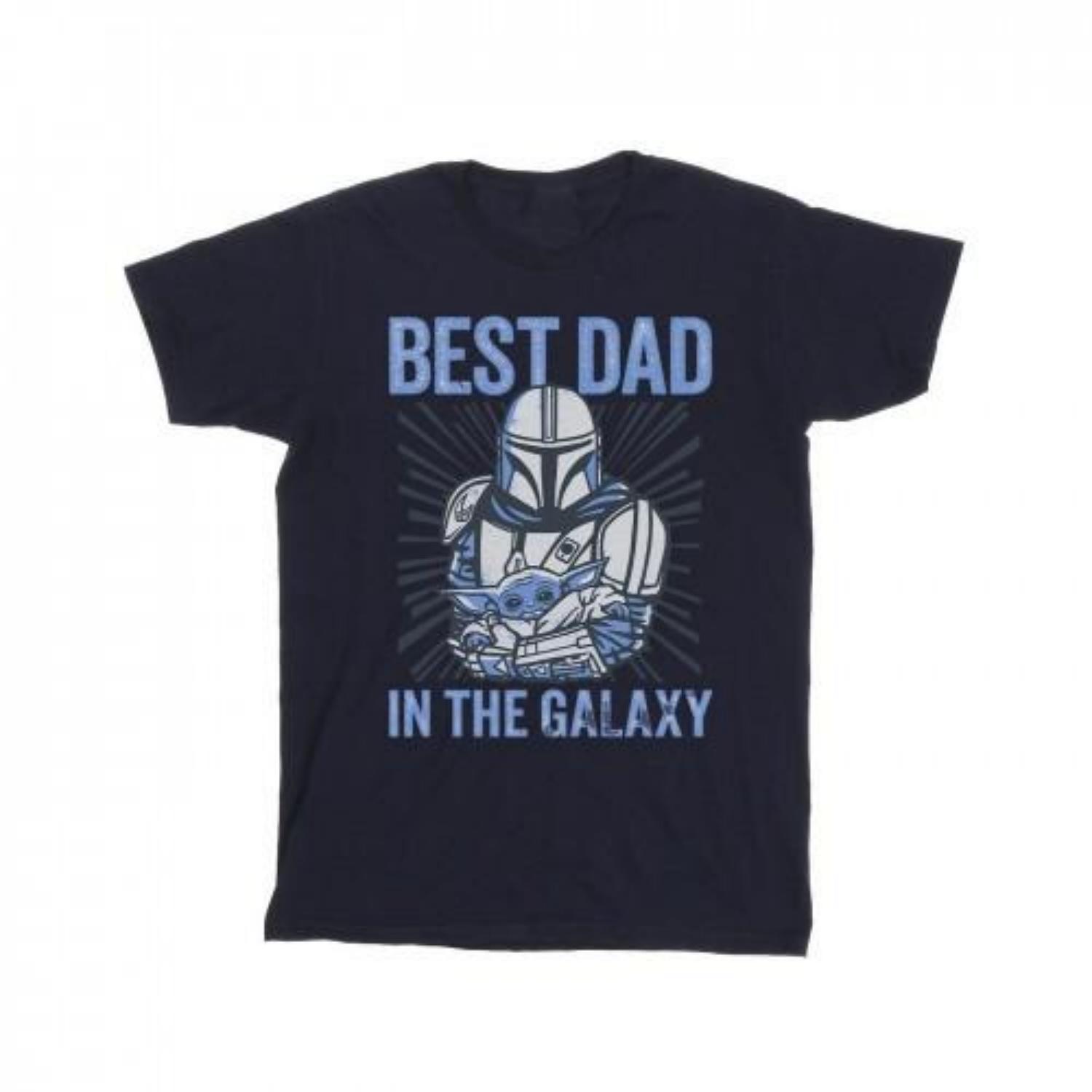 STAR WARS Mens Mandalorian Best Dad Galaxy T-Shirt S чёрный
