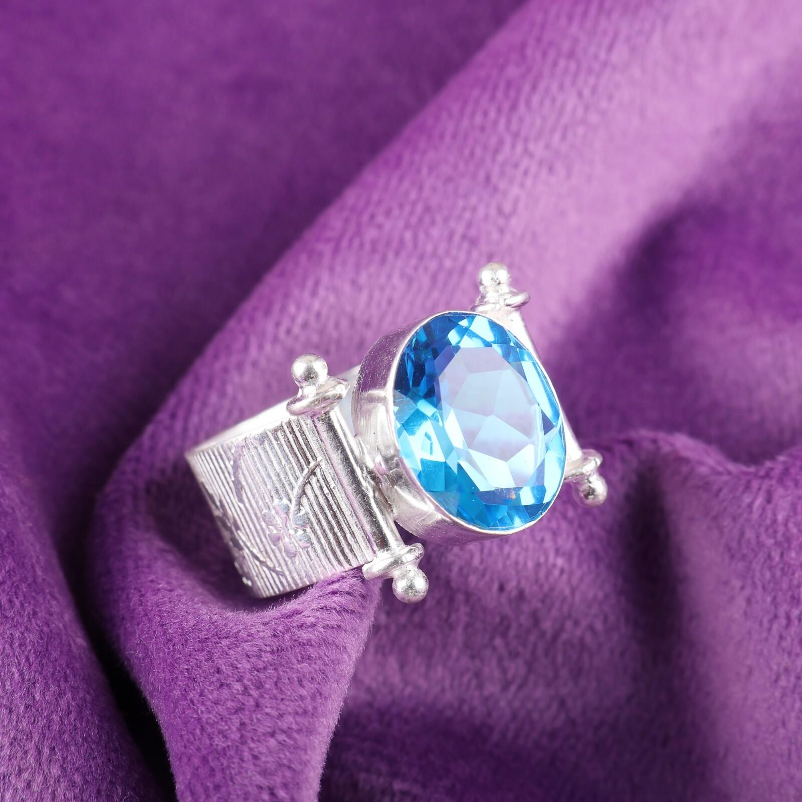 

Натуральный швейцарский голубой топаз драгоценный камень 925 стерлинговое серебро ювелирные изделия кольцо ручной работы RR-22-11 11