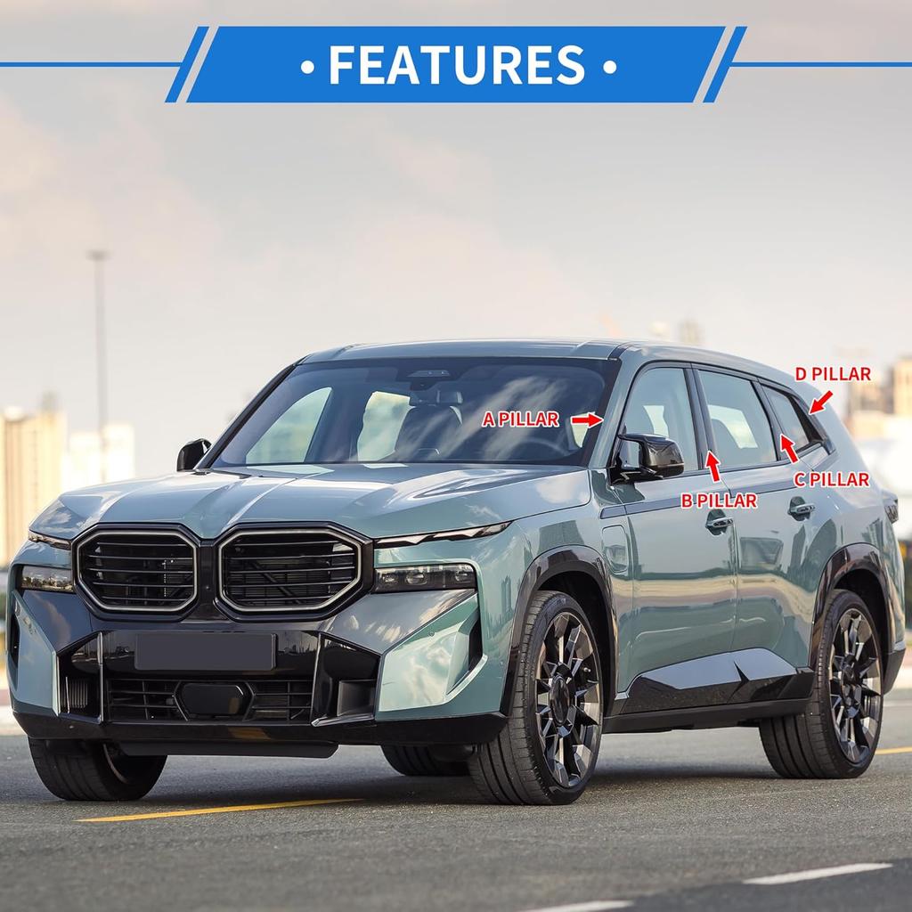 6 Pcs Door Pillar Window Trim for Infiniti G35 2007-2015 16.50"x3.15" Plastic Silver Tone Front Rear Left Right Anti Scratch Sticker Pillar Posts