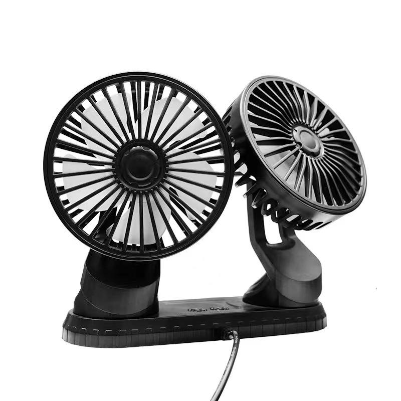 Dual-Head Rotatable Portable Car Fan