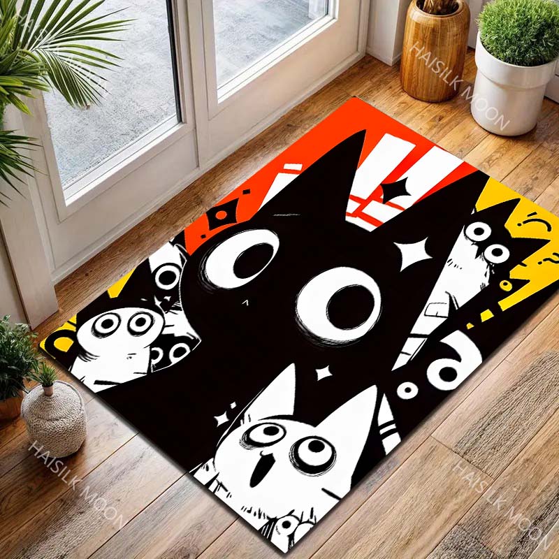 Multiple Sizes Cartoon Big-eyed Cats and Question Marks Carpet for Living Room Bedroom Sofa Home Decor Rus Non-slip Floor Mat