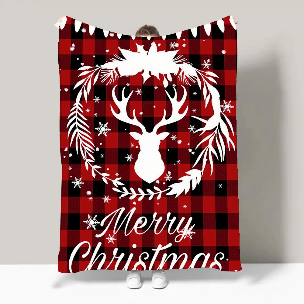 Merry Christmas Gift Santa Claus Reindeer P Blanket Design Lightweight  For Dorms, Naps, Living Room, Office,Sofa,All-Season