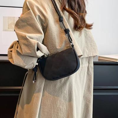 New Simple Retro Suede Shoulder Bags Adjustable Solid Color Women Crossbody Bag Portable Lightweight Female Phone Clutch