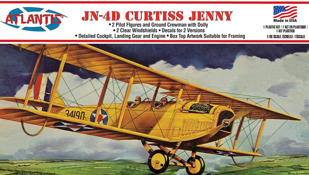 

Atlantis Model Curtiss Jenny Plastic Model ATLAMCL534 Molded Color 1/48 JN-4D