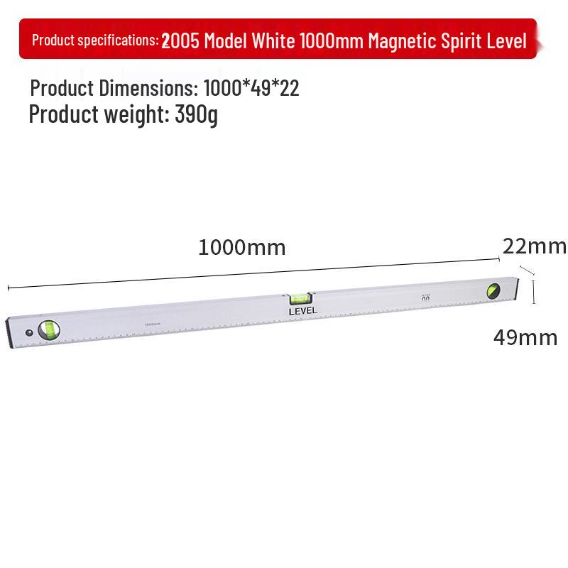 High-Precision Magnetic Spirit Level - Cast Aluminum, Strong Magnet, Multiple Specifications, Professional Measuring Tool for Home Use.