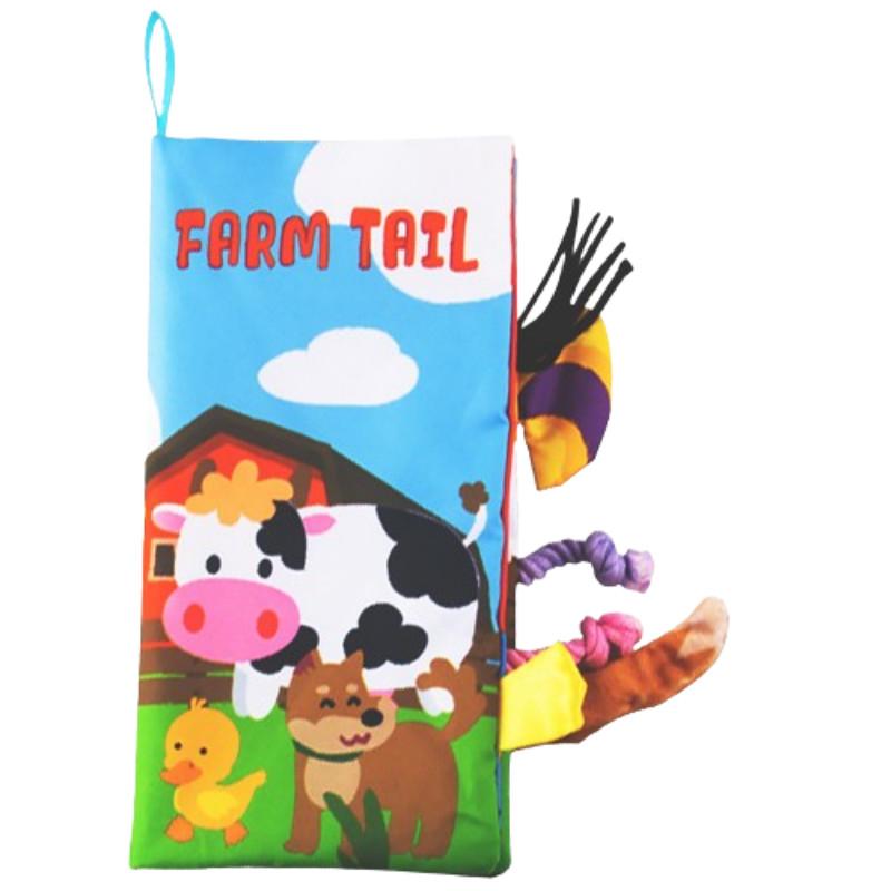 

Cute Baby Cognitive Early Education 3d Tear-resistant Noisy Cloth Book Jungle Ocean Farm Animal Tail Farm