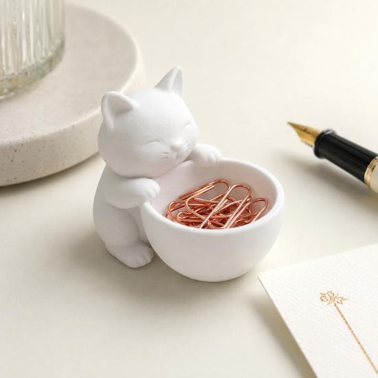 Plant Container Home Decor 3D Printed Cat Ornament, Shape Pot, Office Desk Bay Window Pot Holder, Matte Frosted Surface for Planter Gift