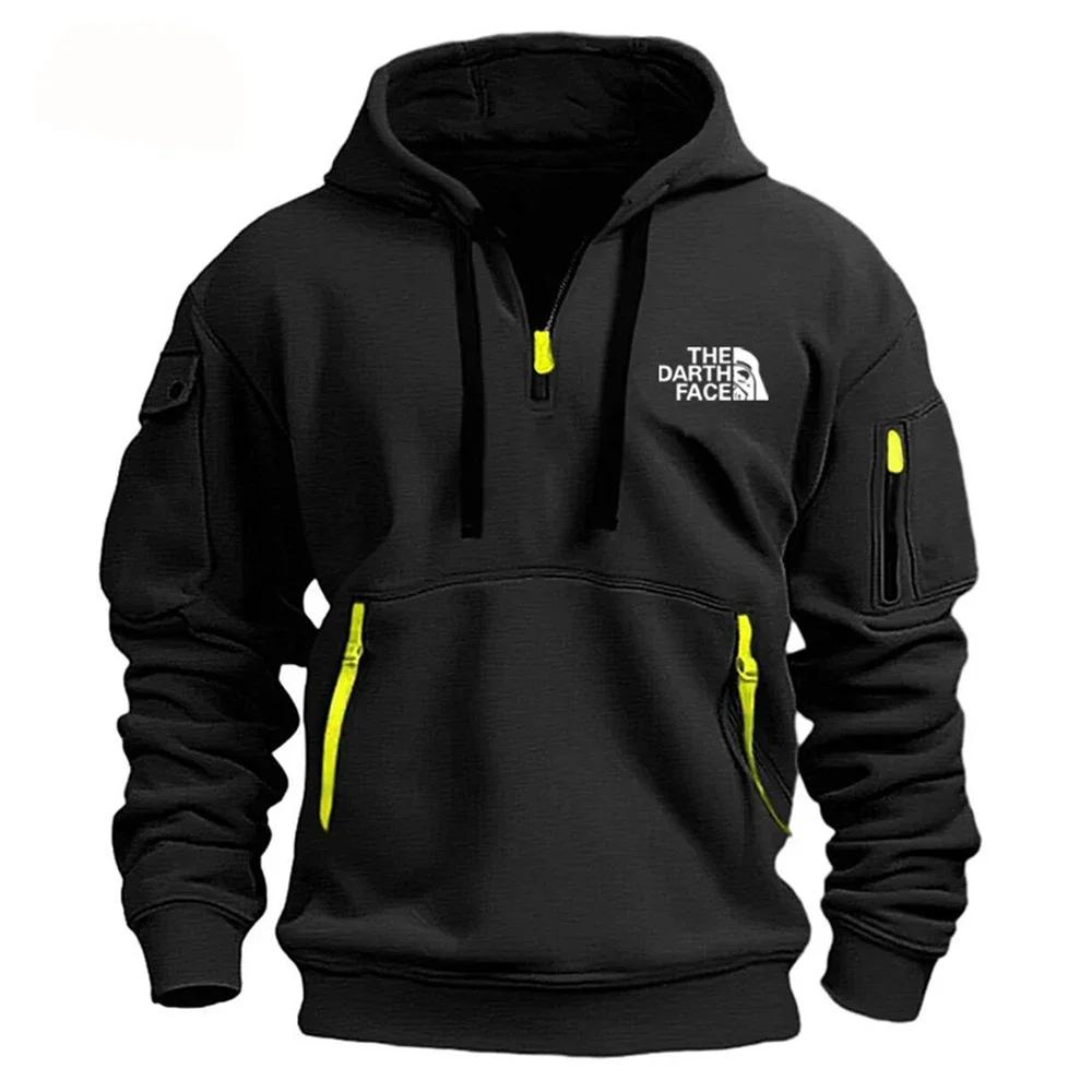 Herren Fleece Sport-Kapuzenpullover mit mehreren Taschen für Herbst und Winter