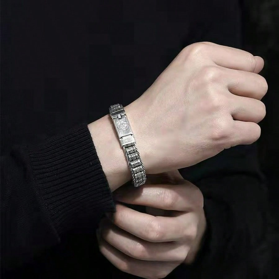 Handmade Men's Bracelet Simple Fashion Retro Bracelet Six-character Mantra Jewelry