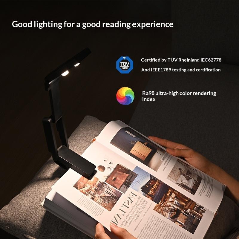 Luz de Leitura com Clipe Ra98 Recarregável por USB Sem Cintilação Luz para Livros para Leitura Noturna