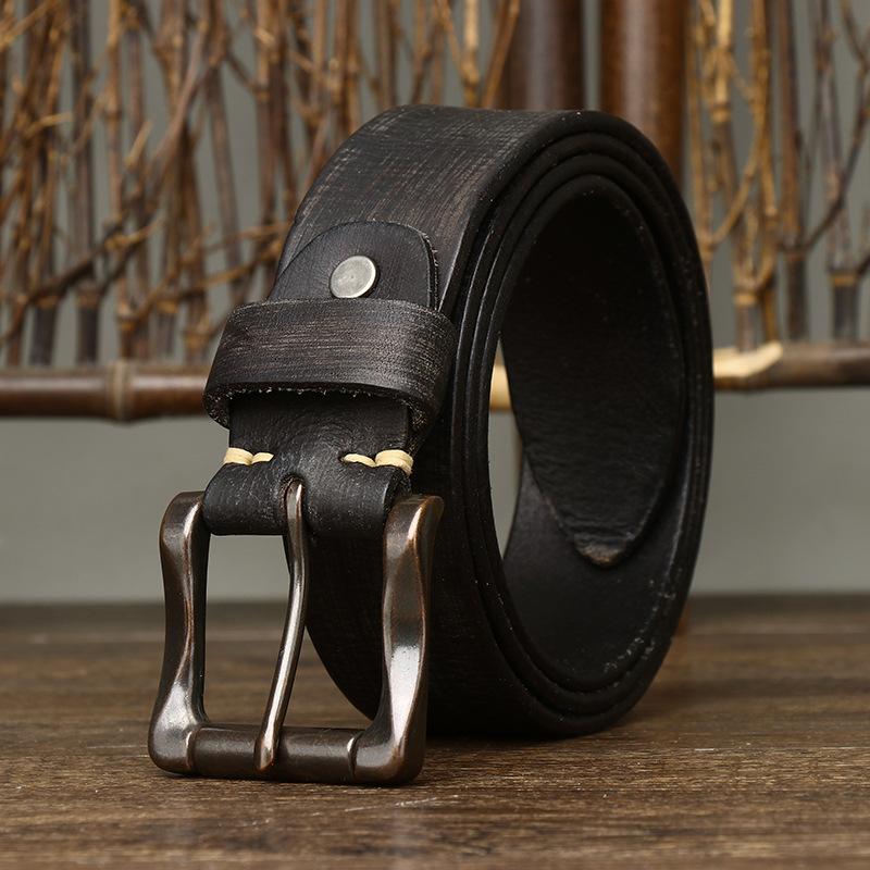 Retro Trend Niche Belt Men'S Leather Pin Buckle First Layer Pure Cowhide Casual Trend Versatile Young People Jeans
