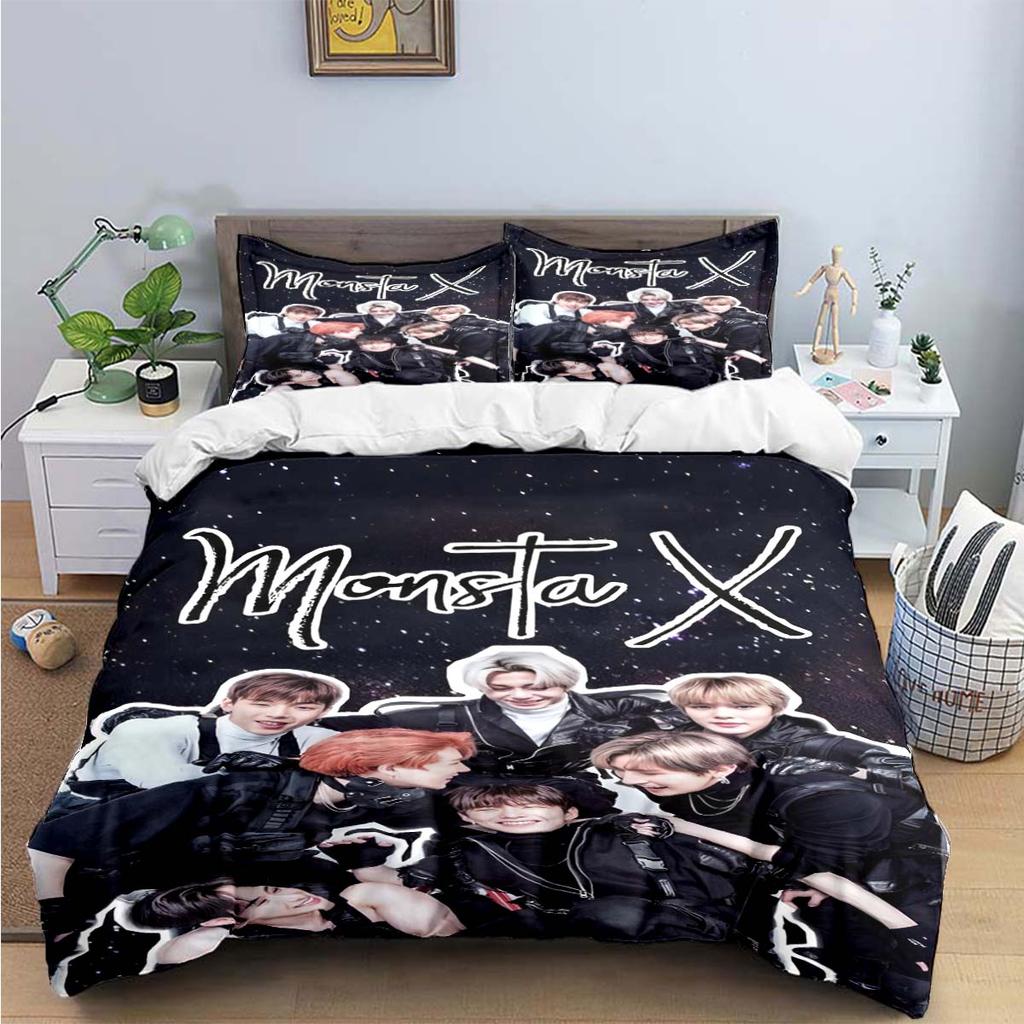 Comforter Fashion K-Pop Singer M-Monstas X Bedding Sets Exquisite Bed Supplies Set Bed Comforter Set Bedding Set Kids Gift