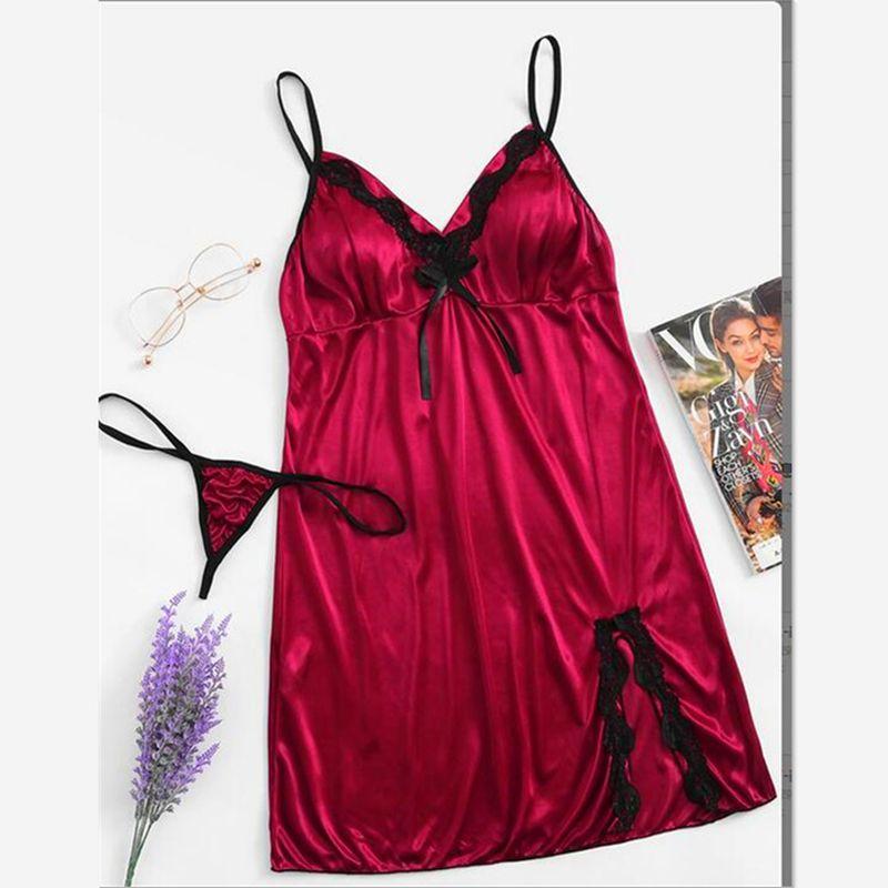 

Новое Новое Сексуальное Платье на Бретелях с V-образным вырезом Эластичная Полая Кружевная Пижама V-образный вырез Wine Red Fat woman 4XL chest 128cm