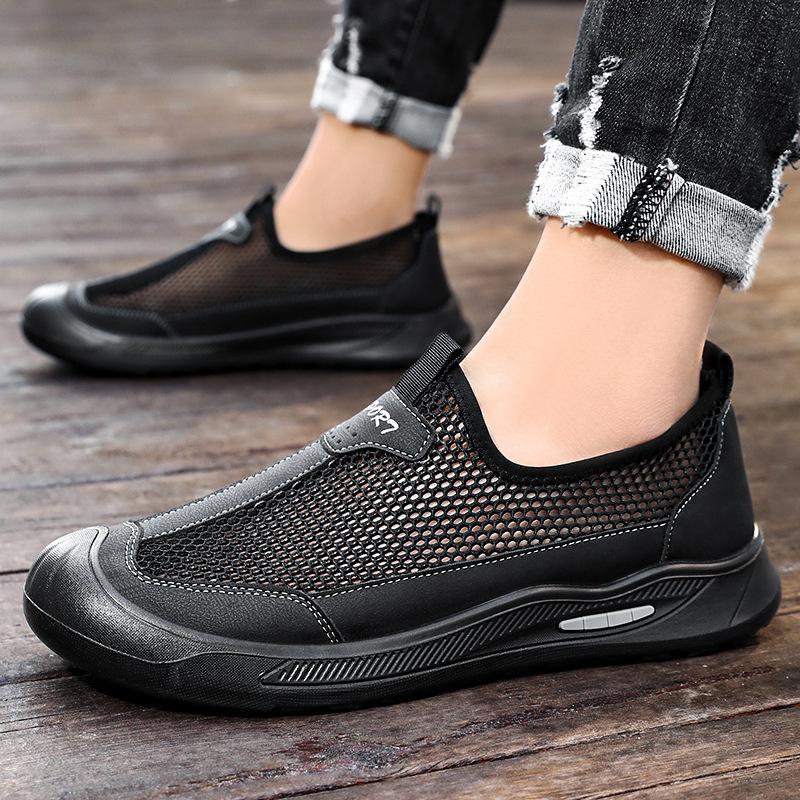 Men's shoes casual shoes summer hollow polyurethane single shoes lazy one pedal sandals fashion versatile mesh shoes