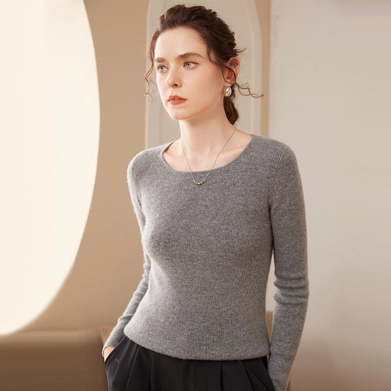 Women's Slim Fit V-Neck Cashmere Pullover Sweater for Autumn/Winter