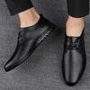New 2024 Men Dress Shoes Genuine Leather Breathable Middle Aged Business Round Toe Wedding Footwear Male Flat