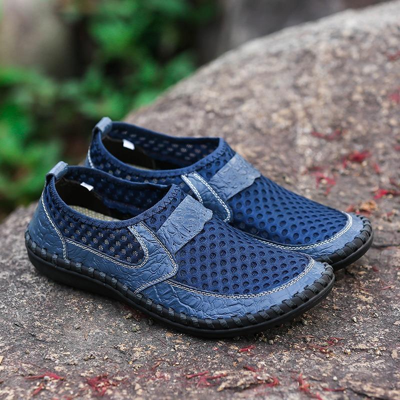 Summer Men's Shoes Mesh Casual Leather Shoes for Men Outdoor Water Shoes Breathable Flat Mens Sandals Plus Size 38-50